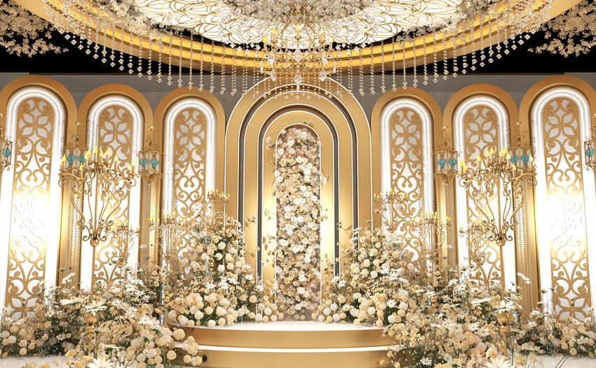 下城香槟色调婚礼堂效果展示